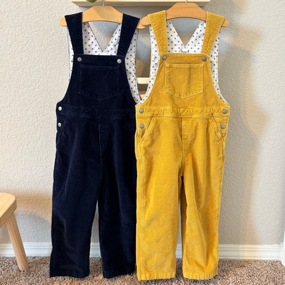 3T Petit Bateau Corduroy Overalls Navy and Golden Yellow - Picture 1 of 5